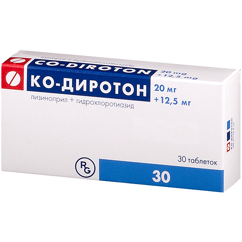 Ко-диротон 20мг+12,5мг №30