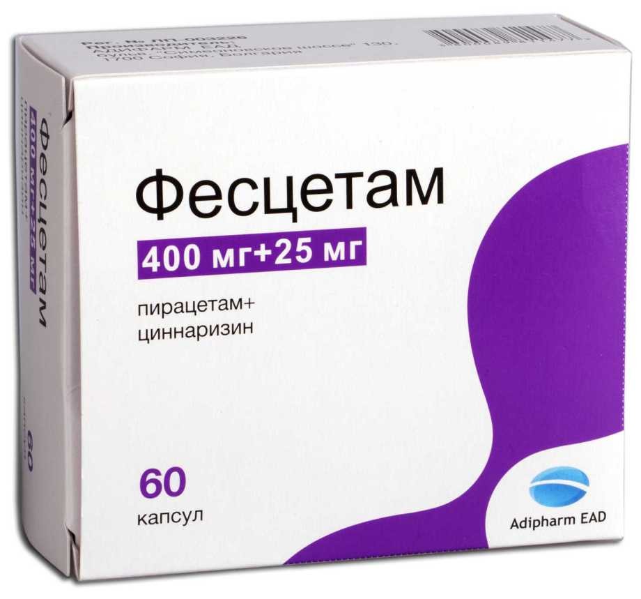 Фесцетам 400мг/25мг №60 (ADIPHARM)
